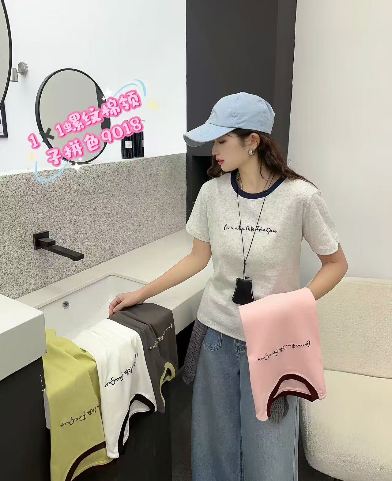针织短袖T恤圆领耐脏吸汗速干螺纹棉宽松型半袖休闲宽松百搭
