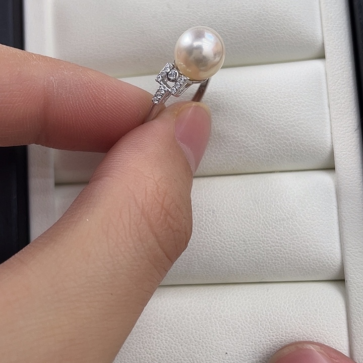 戒指银S925镶嵌海水珍珠