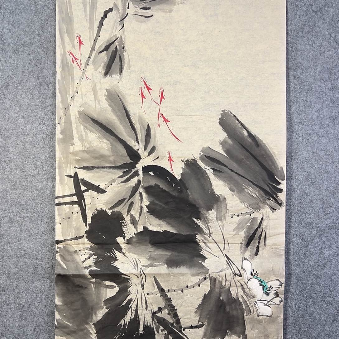 国画473 花鸟在树丛的顶端鸣叫叫声