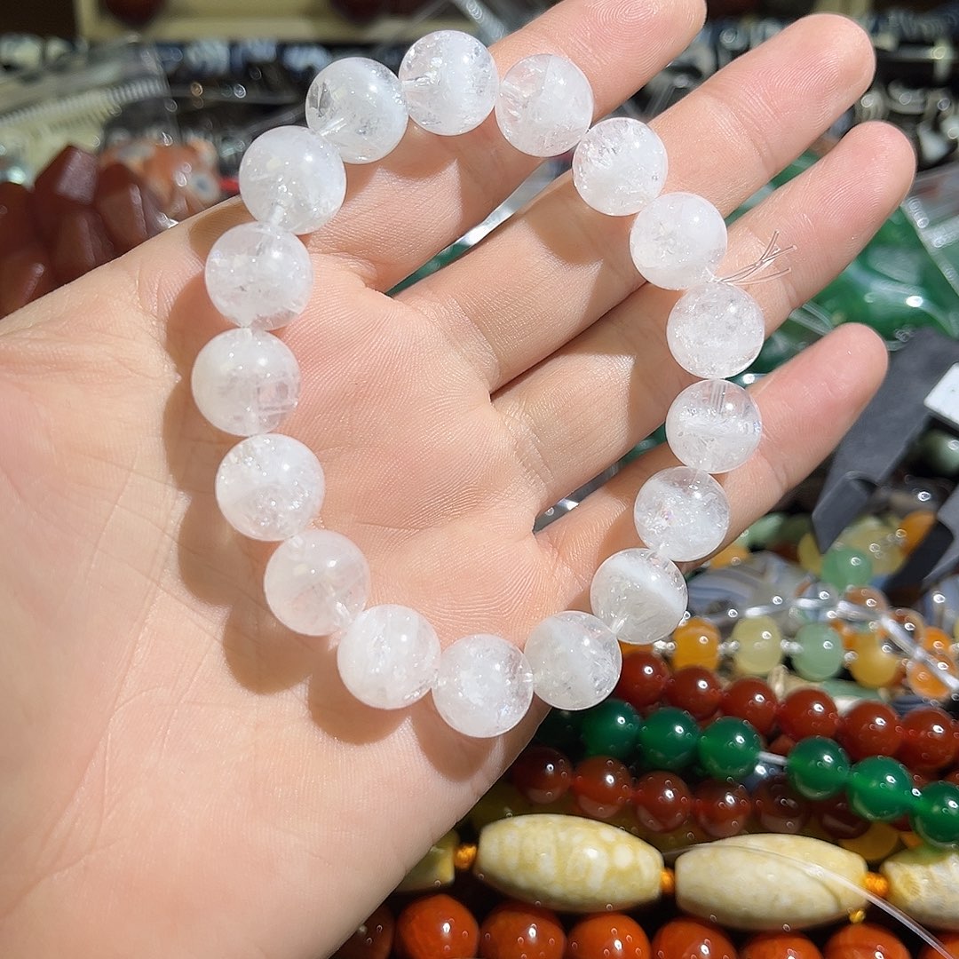 珠宝半成品水晶未镶嵌白幽灵卡12mm