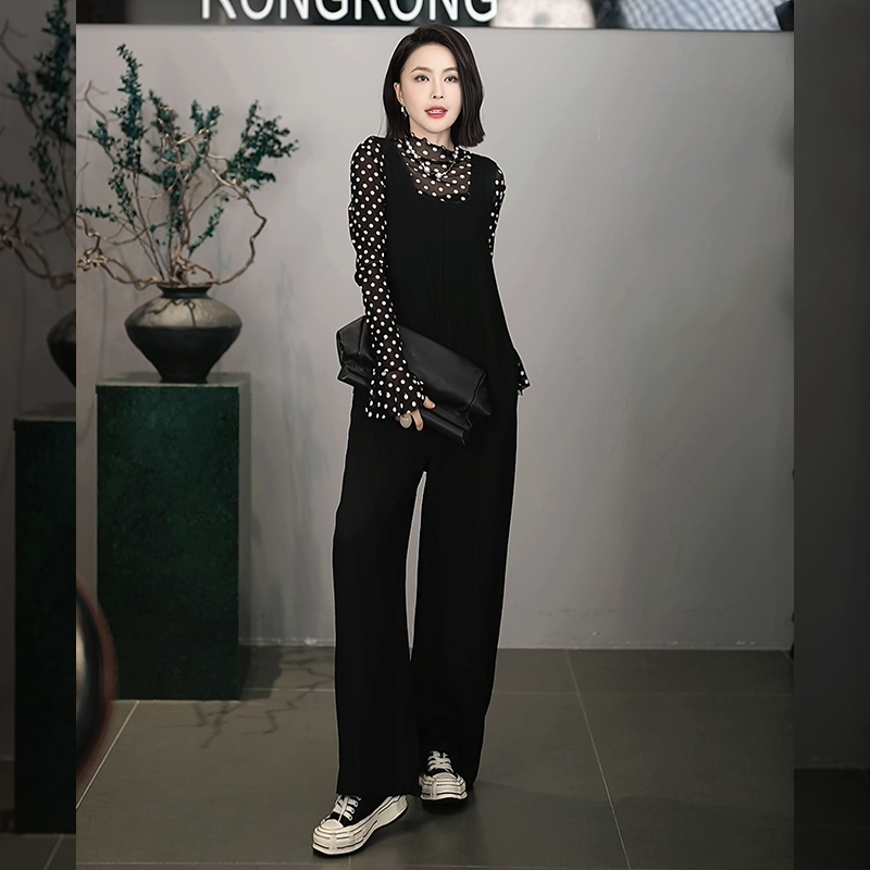 【优雅夏夜】RONGRONG 100醋酸显瘦显高设计感直筒背带裤M210