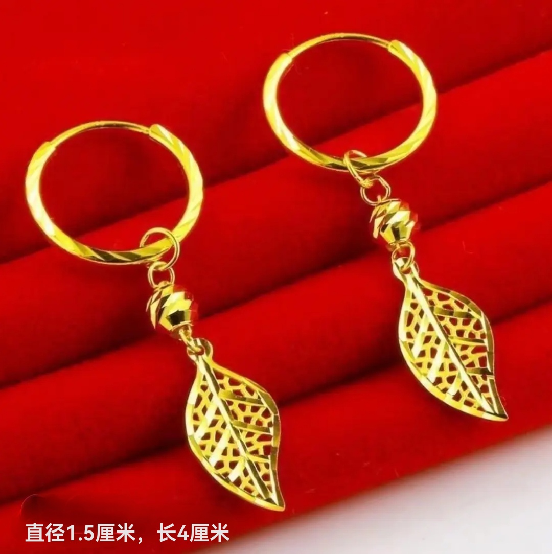 铜合金耳饰 铜合金耳饰【镂空树叶耳圈】百搭 时尚