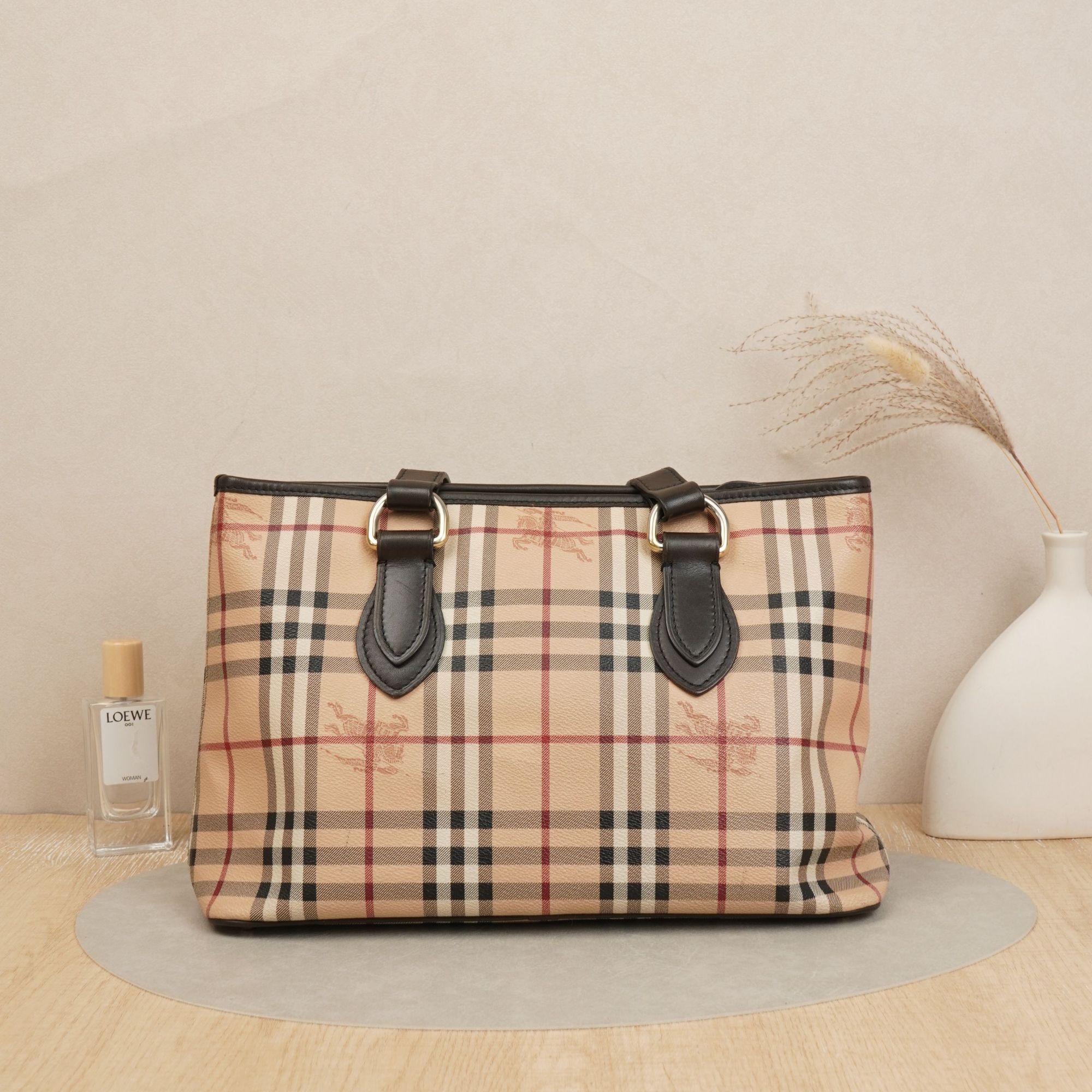 95新 BURBERRY/博柏利 博柏利战马经典格纹手提包/DS036614