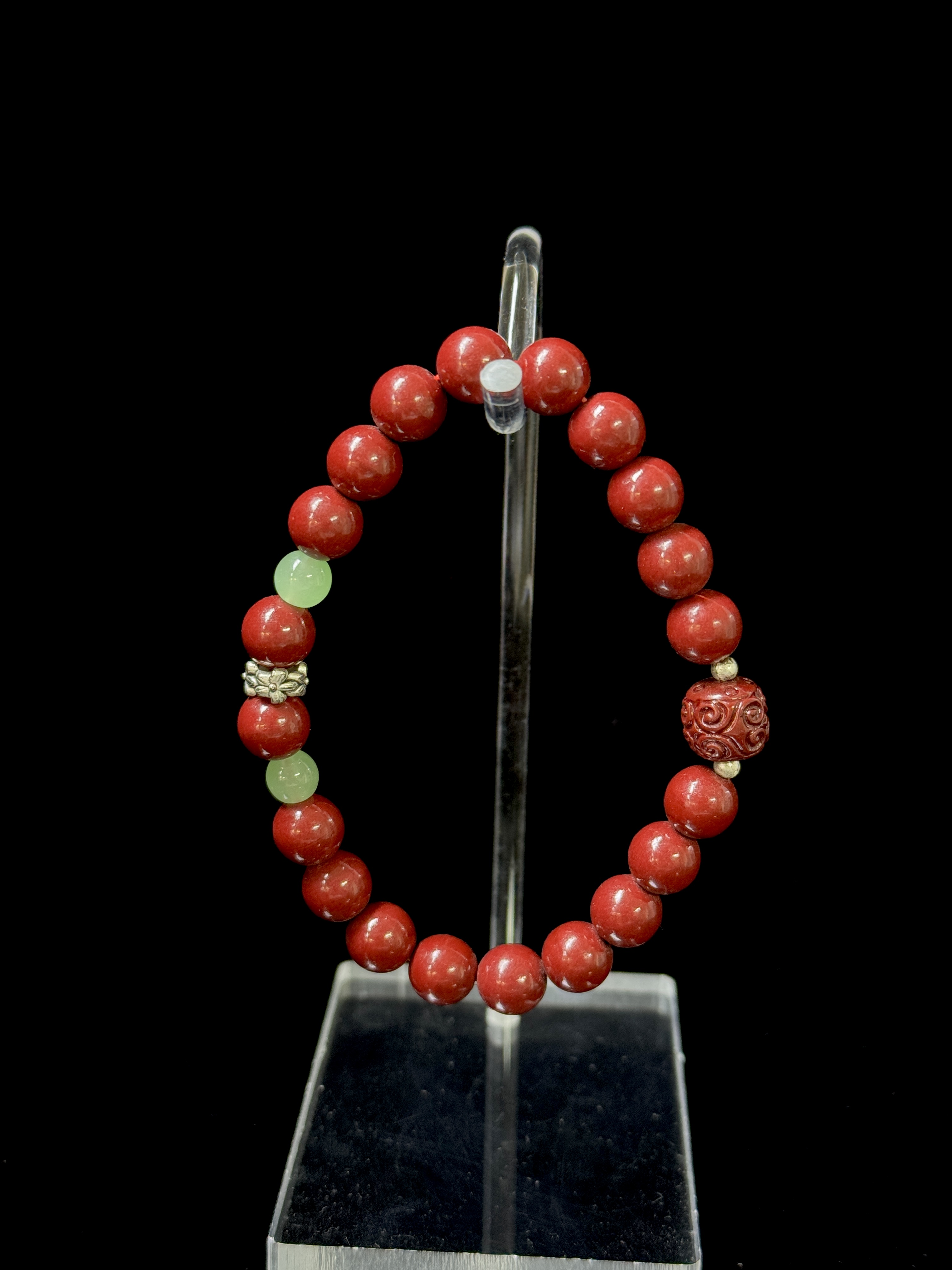 含辰砂工艺品【福利】天然辰砂正品高含量朱砂手串约8mm