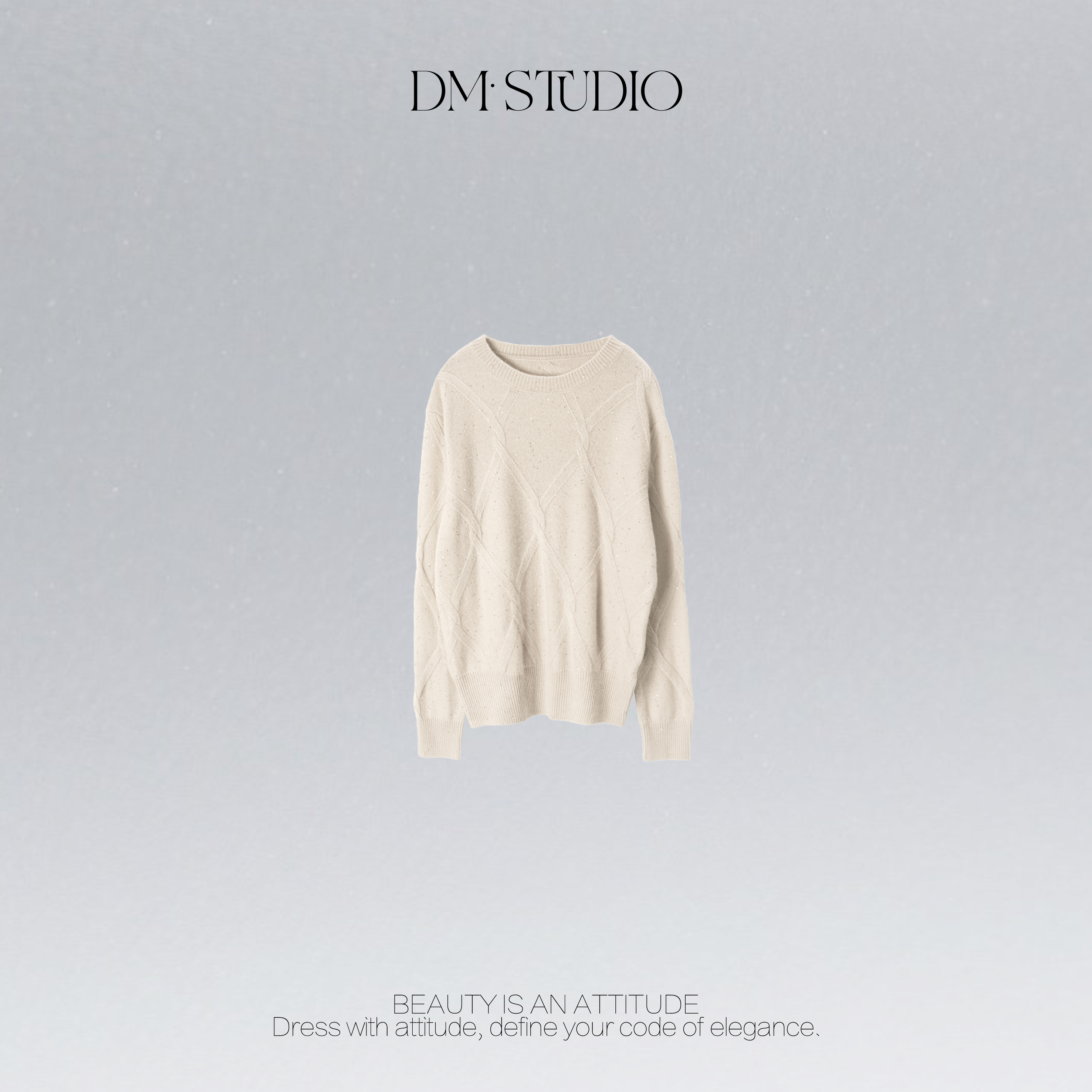 DEDM•STUDIO气质极简保暖金丝珠片100%羊毛针织毛衣2507YMS/8019