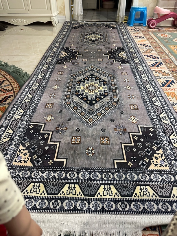 家用加厚防滑地毯 天鹅绒地毯复古卧室欧式长方形床边毯阳台