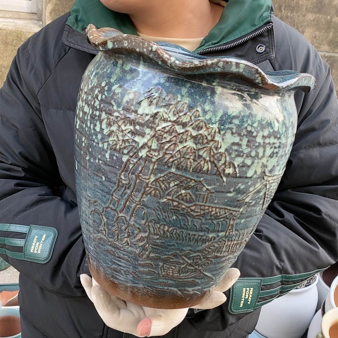 紫砂花盆瑕疵口24高27