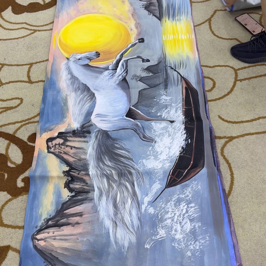 国画小六尺马作品童