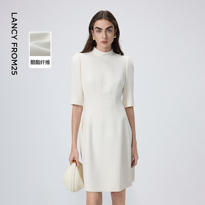 朗姿设计感小礼服a字裙大摆收腰气质小黑裙连衣裙2026年春季新款