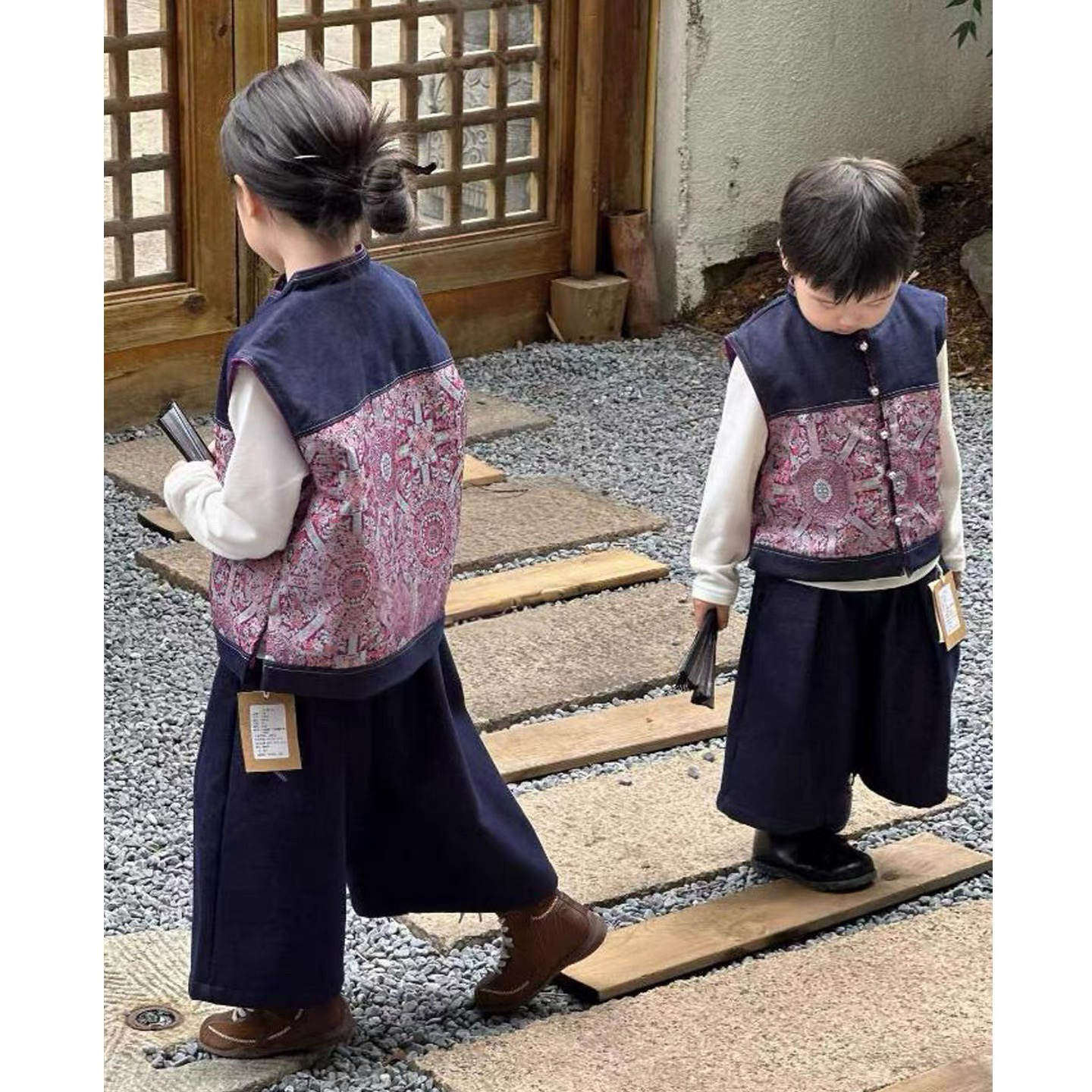 新款新中式提花复古立领马甲秋装汉服