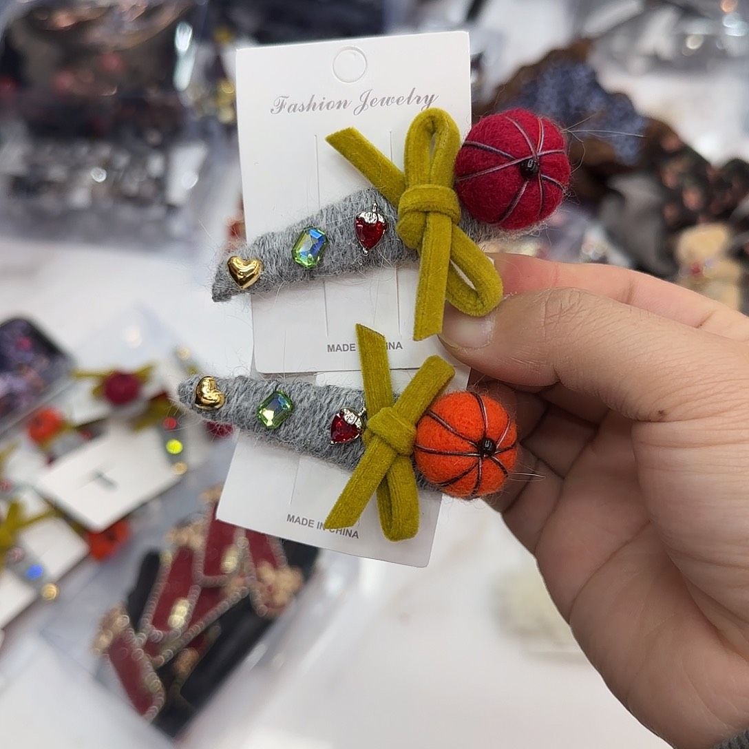 布艺非金属A26南瓜掰掰夹2个