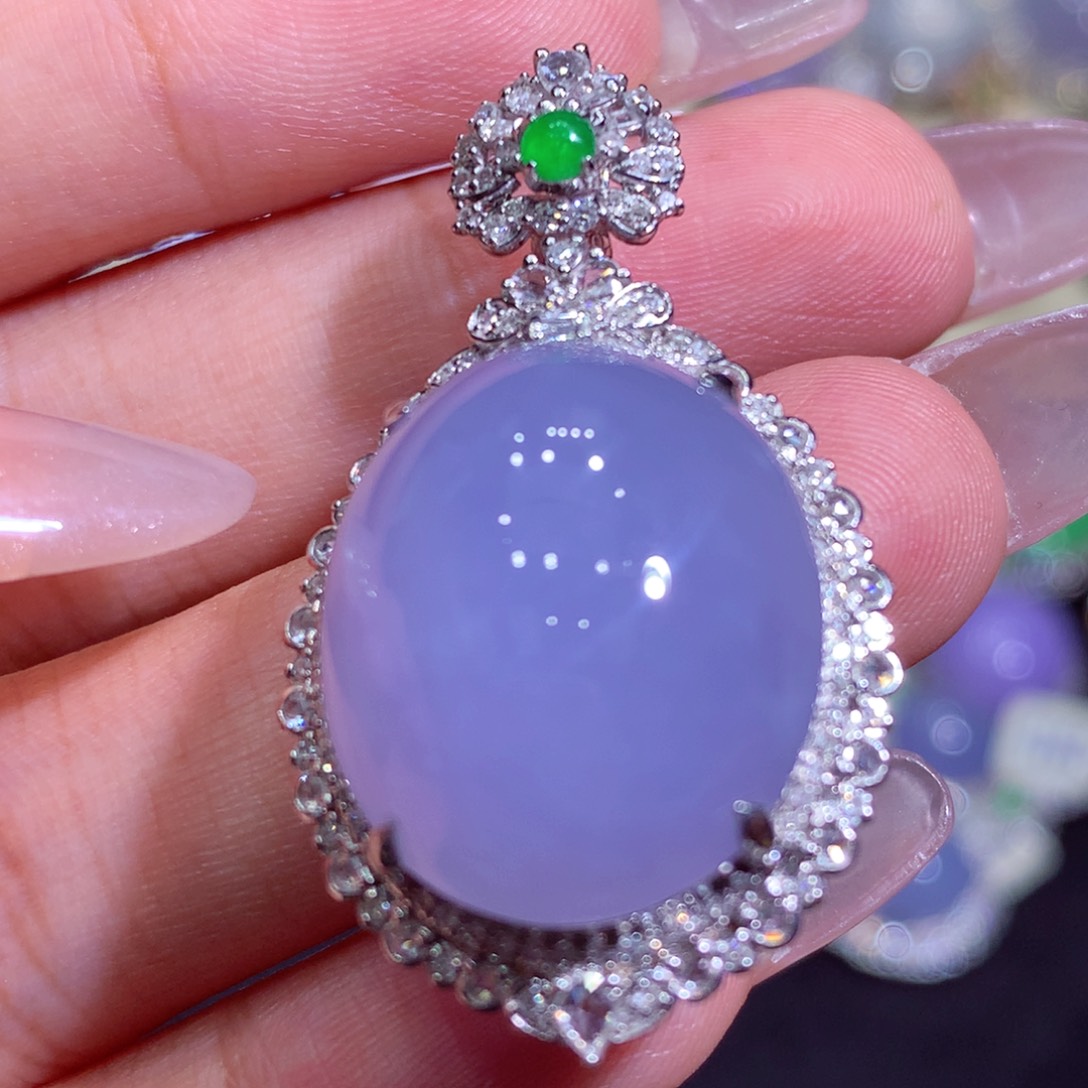 吊坠(不含链)18K金镶嵌翡翠