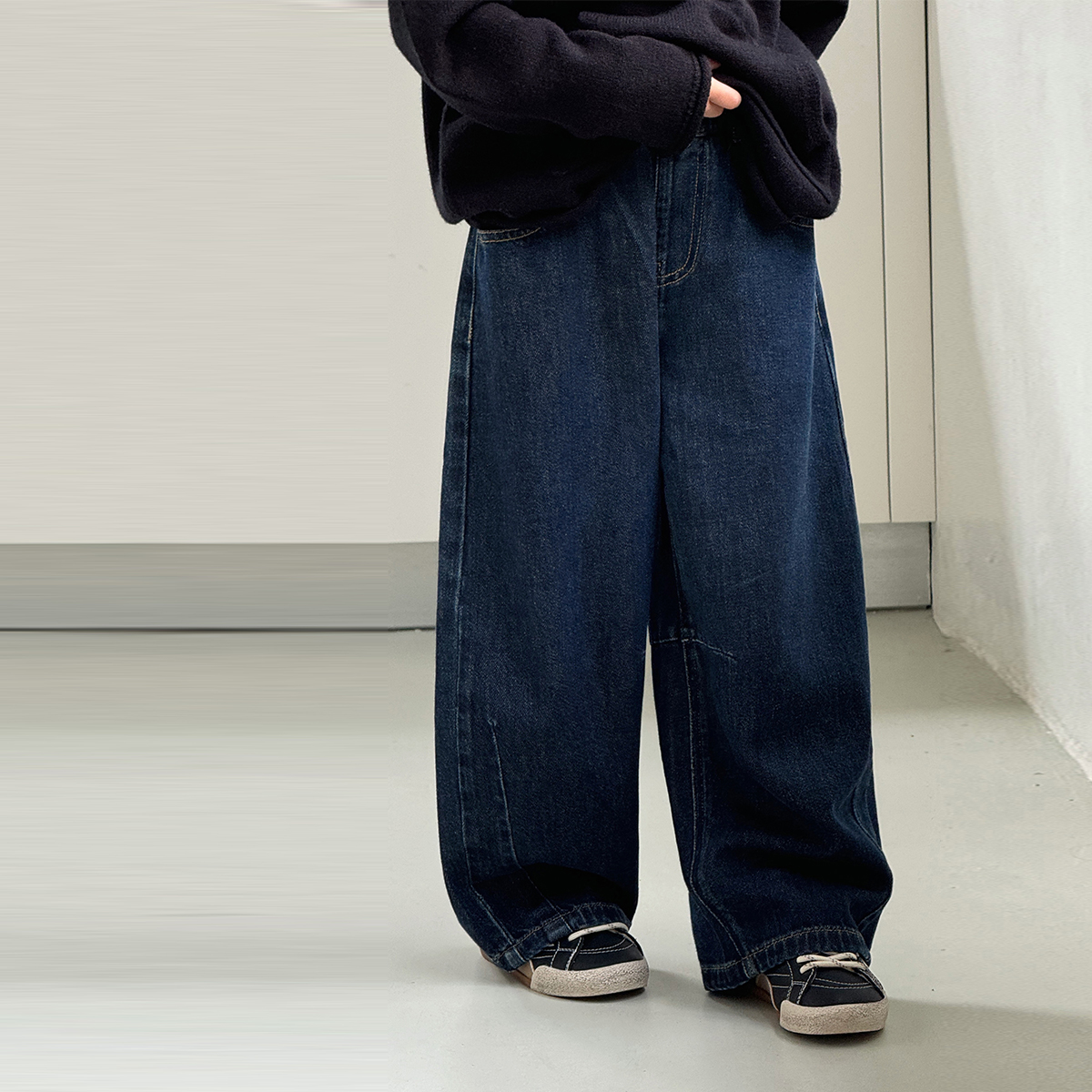 「UNO AUTUNNO」【牛仔梦想家】水洗牛仔女中大童阔腿牛仔裤GQ1926