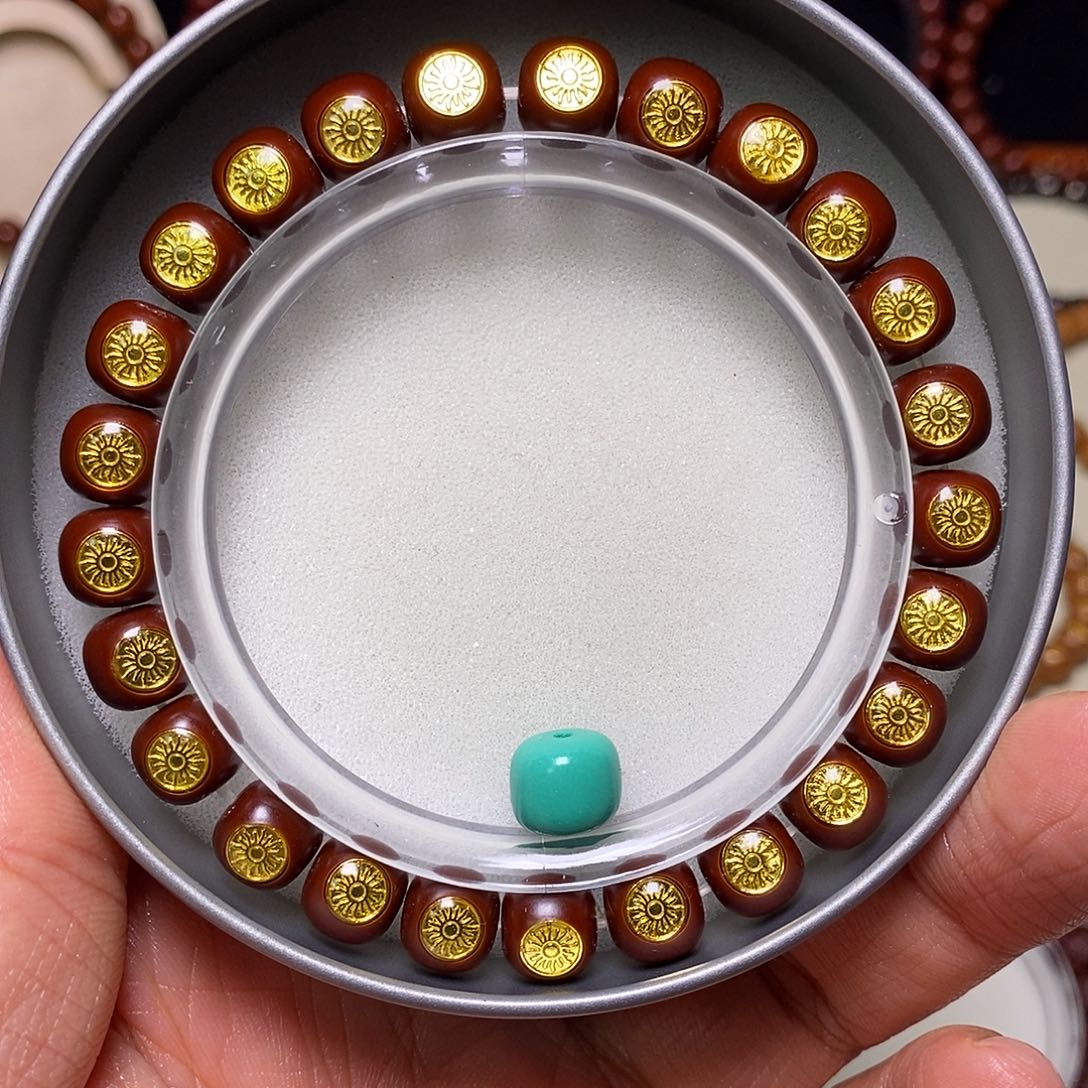 猴头核桃手串牛油膏机刷满标小老型尺寸9+石头配饰