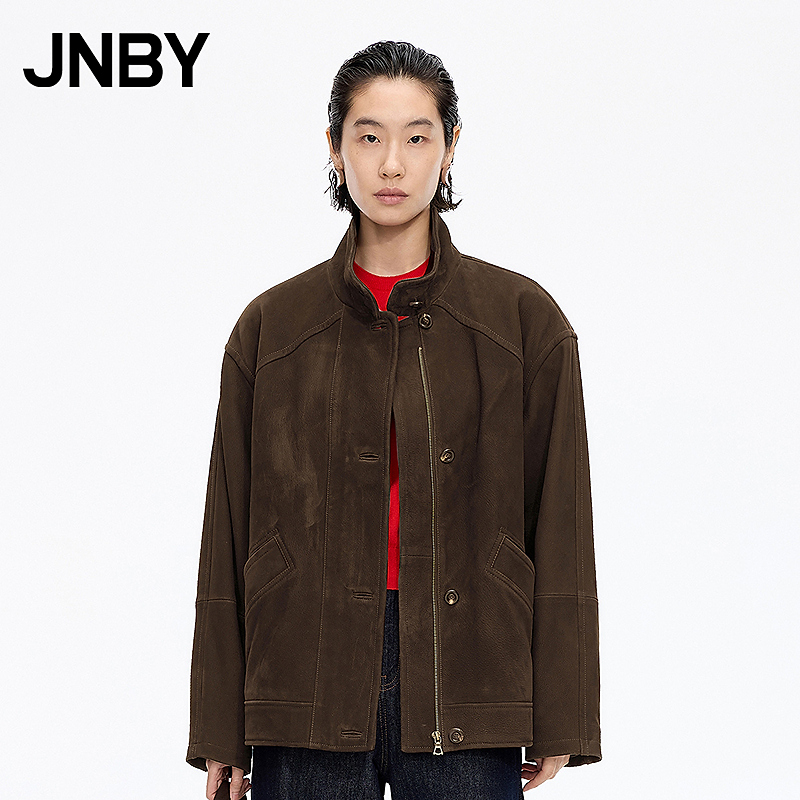 【商场同款】JNBY/江南布衣25冬新品皮衣立领长袖H型5P0A12830