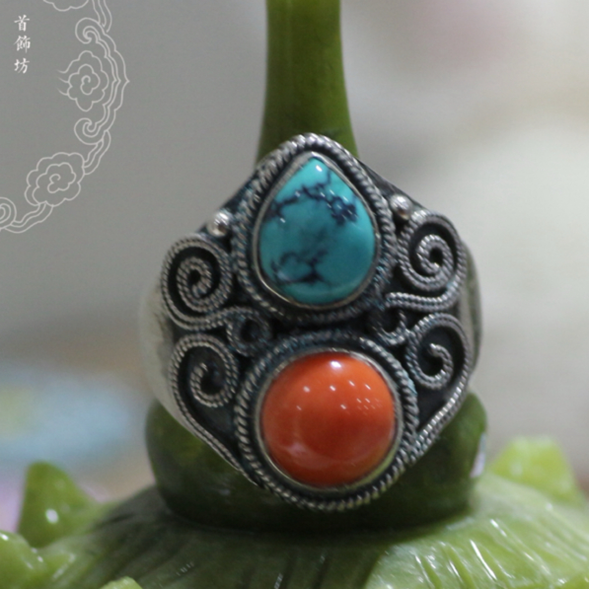 足银戒指 多宝宝民族风手工纯银戒指 750 780