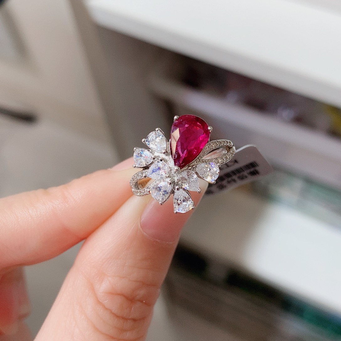 碧玺戒指银S925镶嵌戒指超美