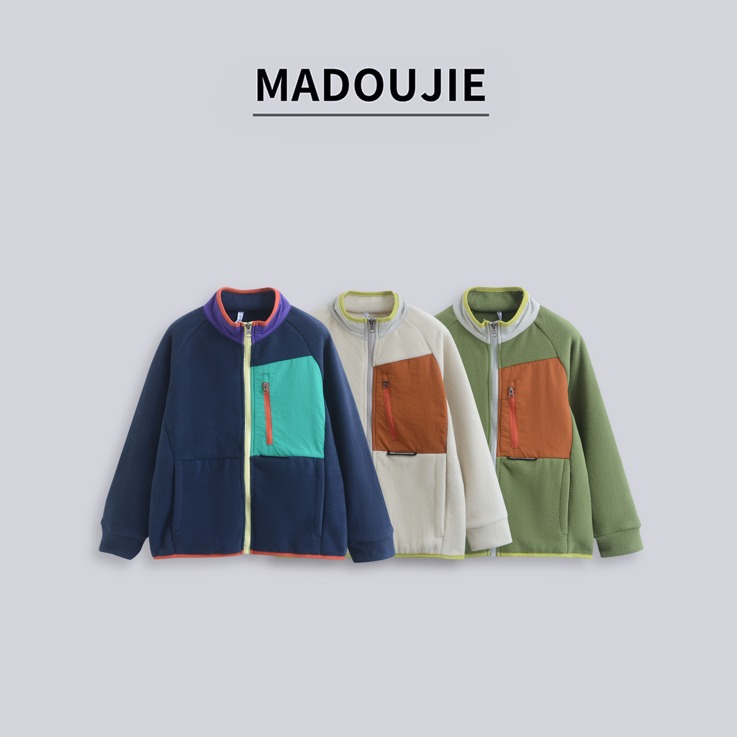 027【拼色口袋】2025秋冬季童装休闲宽松拼色外套5503