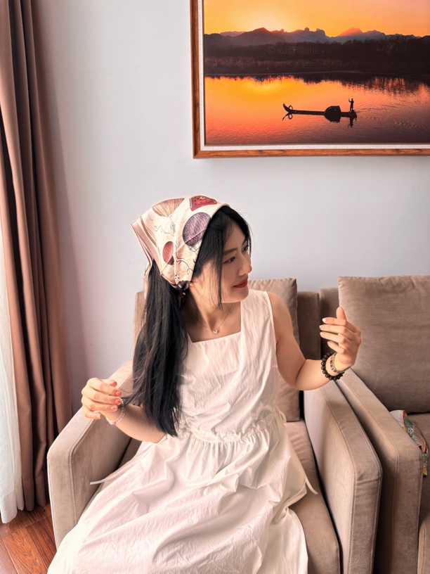 【瑶嘉】彩色气球黄玫瑰同款真丝丝巾女士14姆米桑蚕丝中方巾披肩