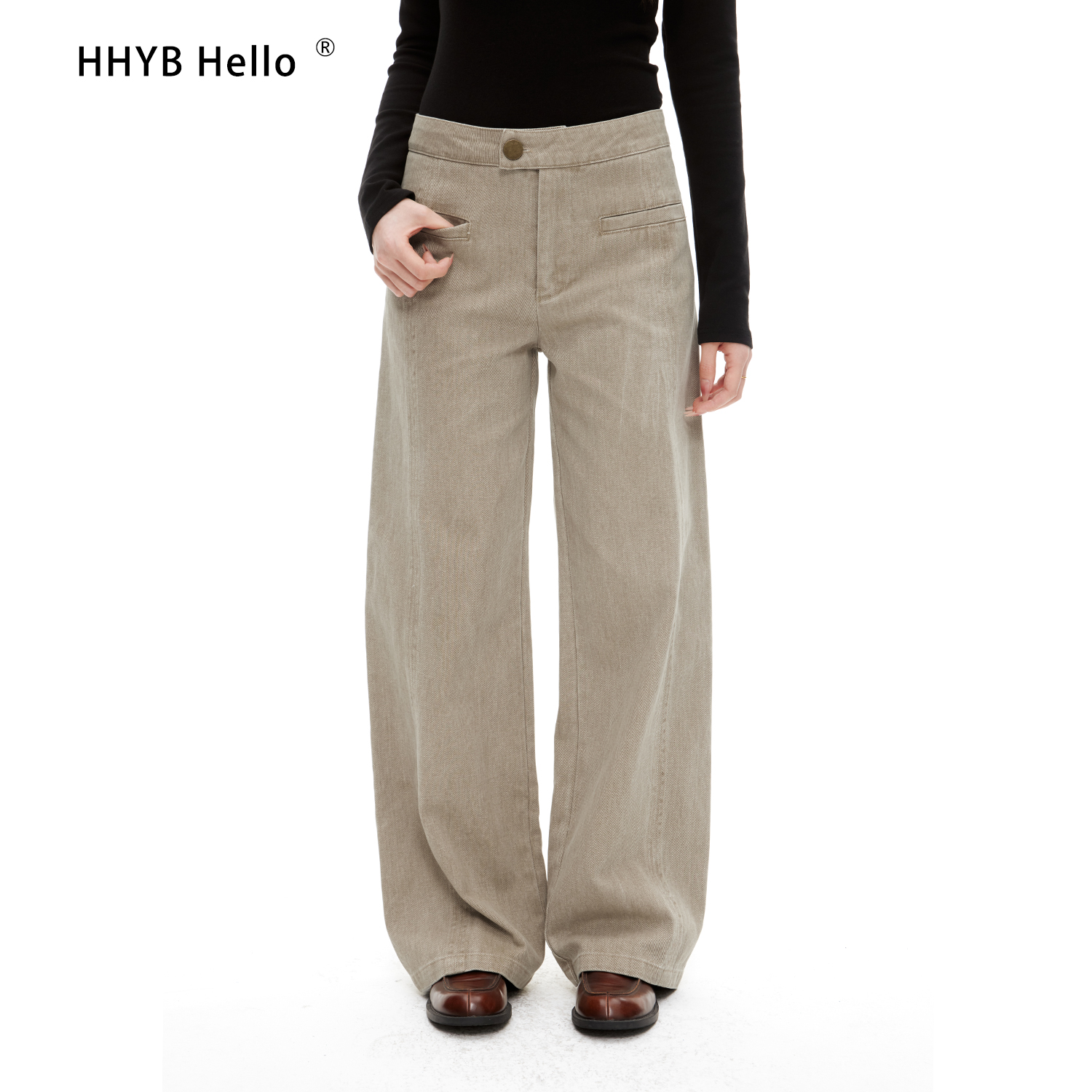 HHYB Hello重工砂洗怀旧脏洗晕染结构线休闲裤 Q254321