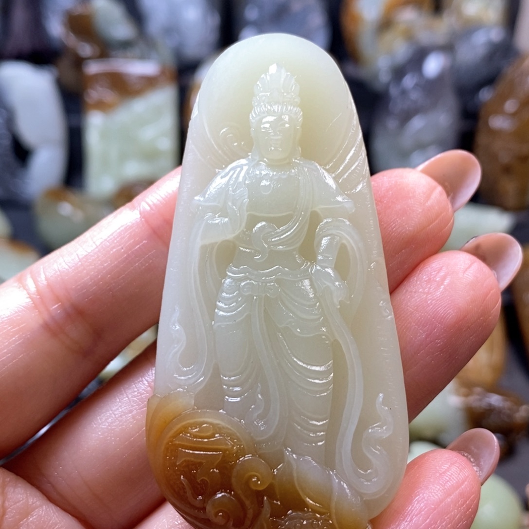 夜***啡和田玉未镶嵌挂件