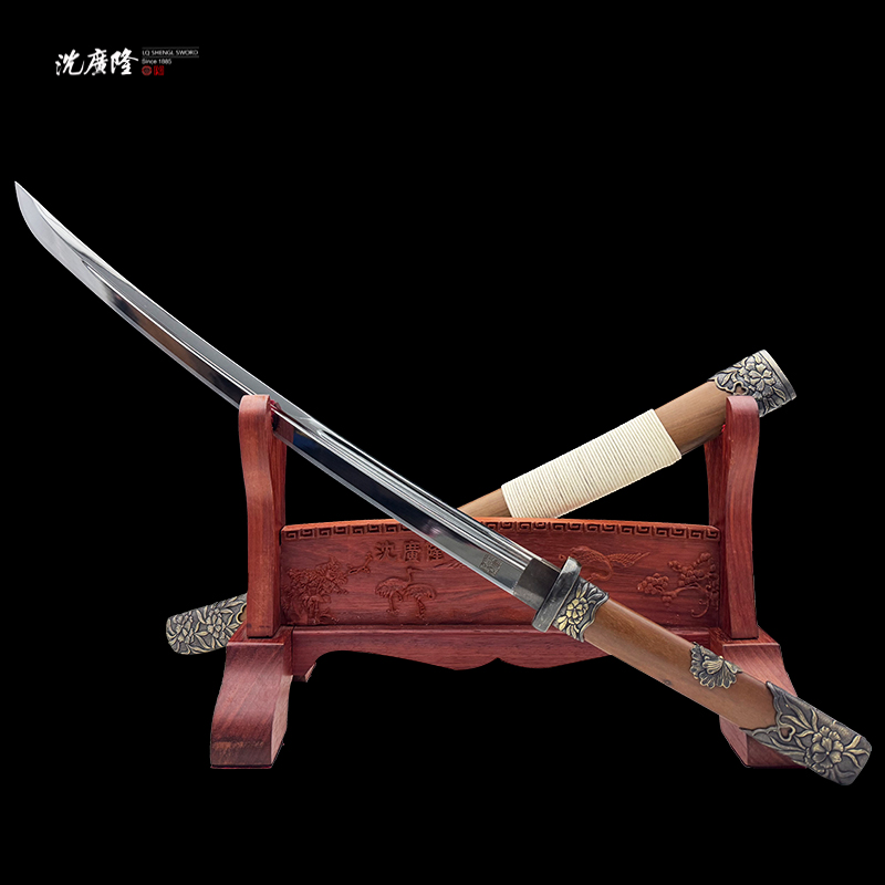 龙泉沈广隆-吞月破阵刀 黄铜 重蚁木 T12 宝剑 手工 未开刃