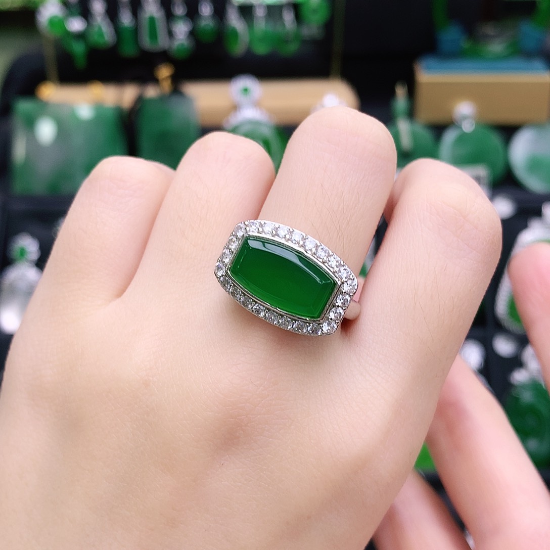 玛瑙/玉髓戒指银S925镶嵌