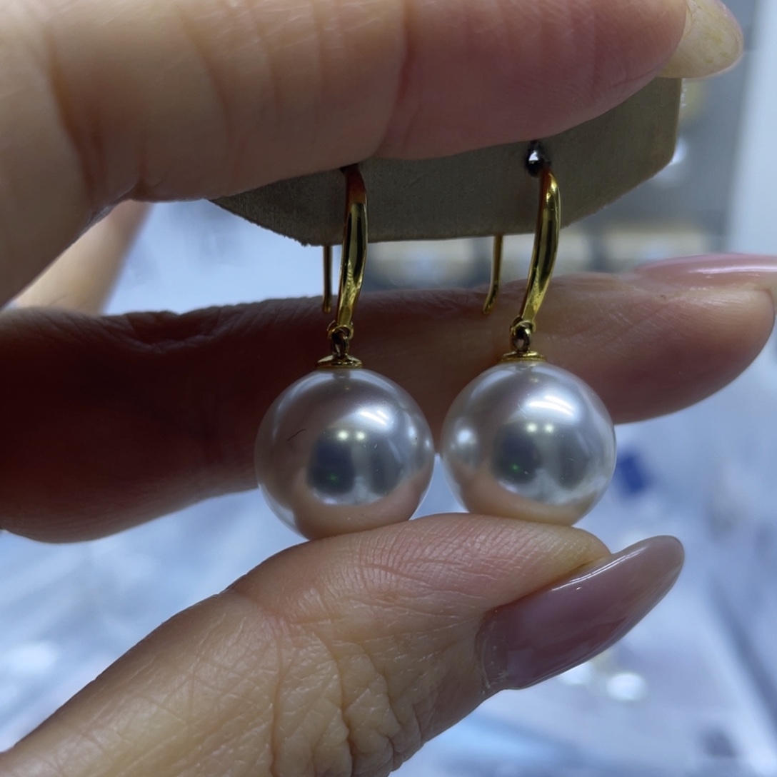 耳饰银S925镶嵌淡水珍珠
