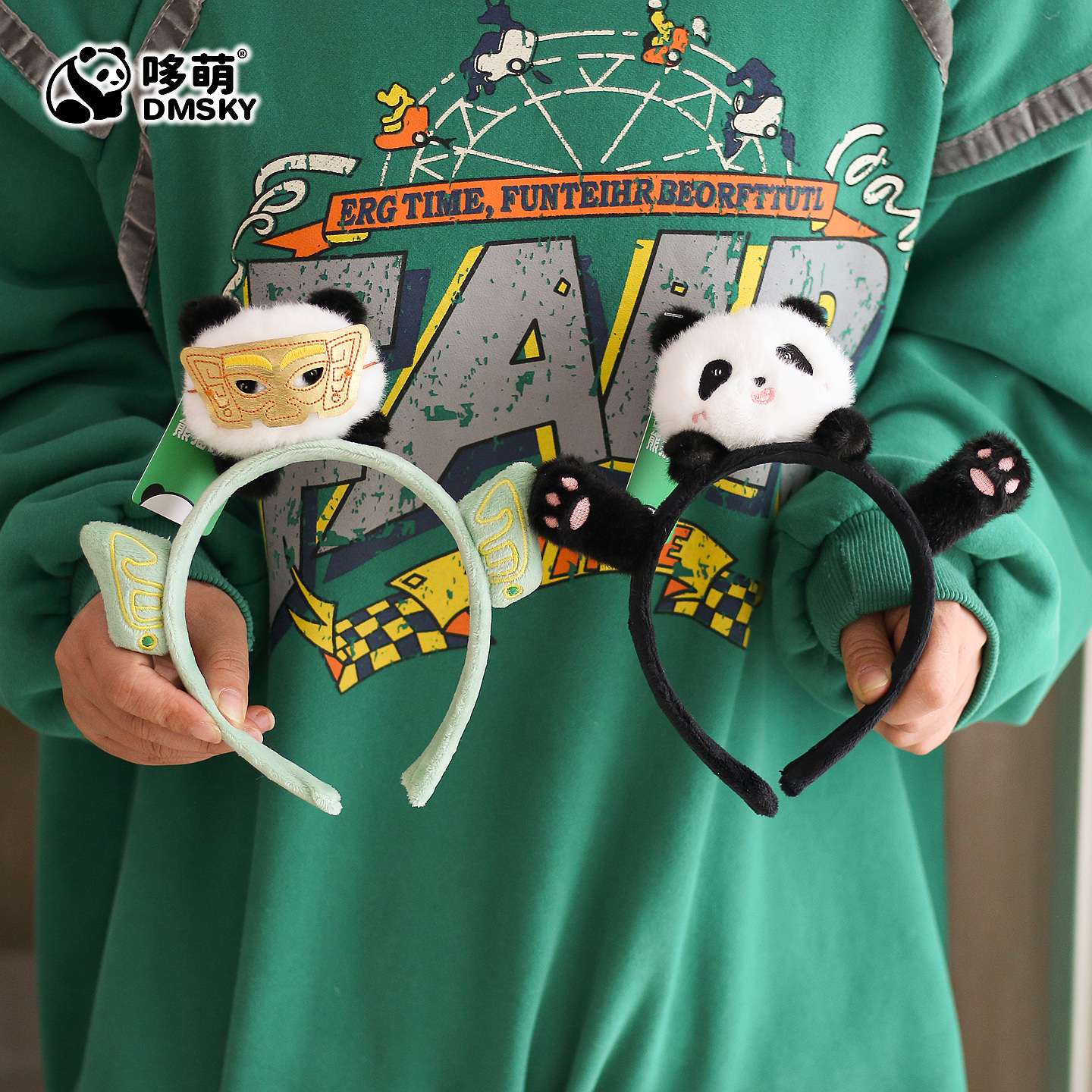哆萌三星堆发箍熊猫发箍毛绒玩具玩偶压发成都基地同款生日礼物萌