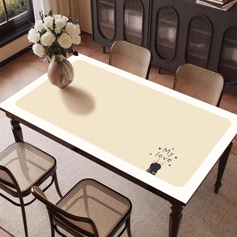 奶油风可爱简约高级感茶几餐桌皮革桌垫防水防油防烫皮革桌布
