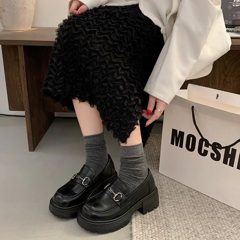 773-3厚底乐福鞋春季新款小个子时尚百搭英伦风复古黑色韩版圆头