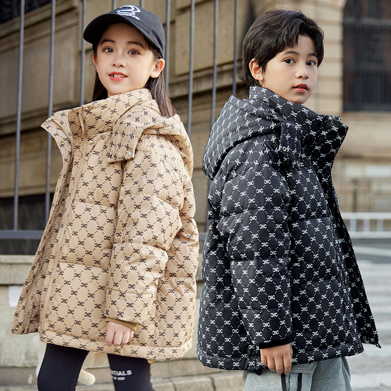 女童羽绒服2025冬季新款洋气中大童加厚短款男童白鸭绒冬装外套