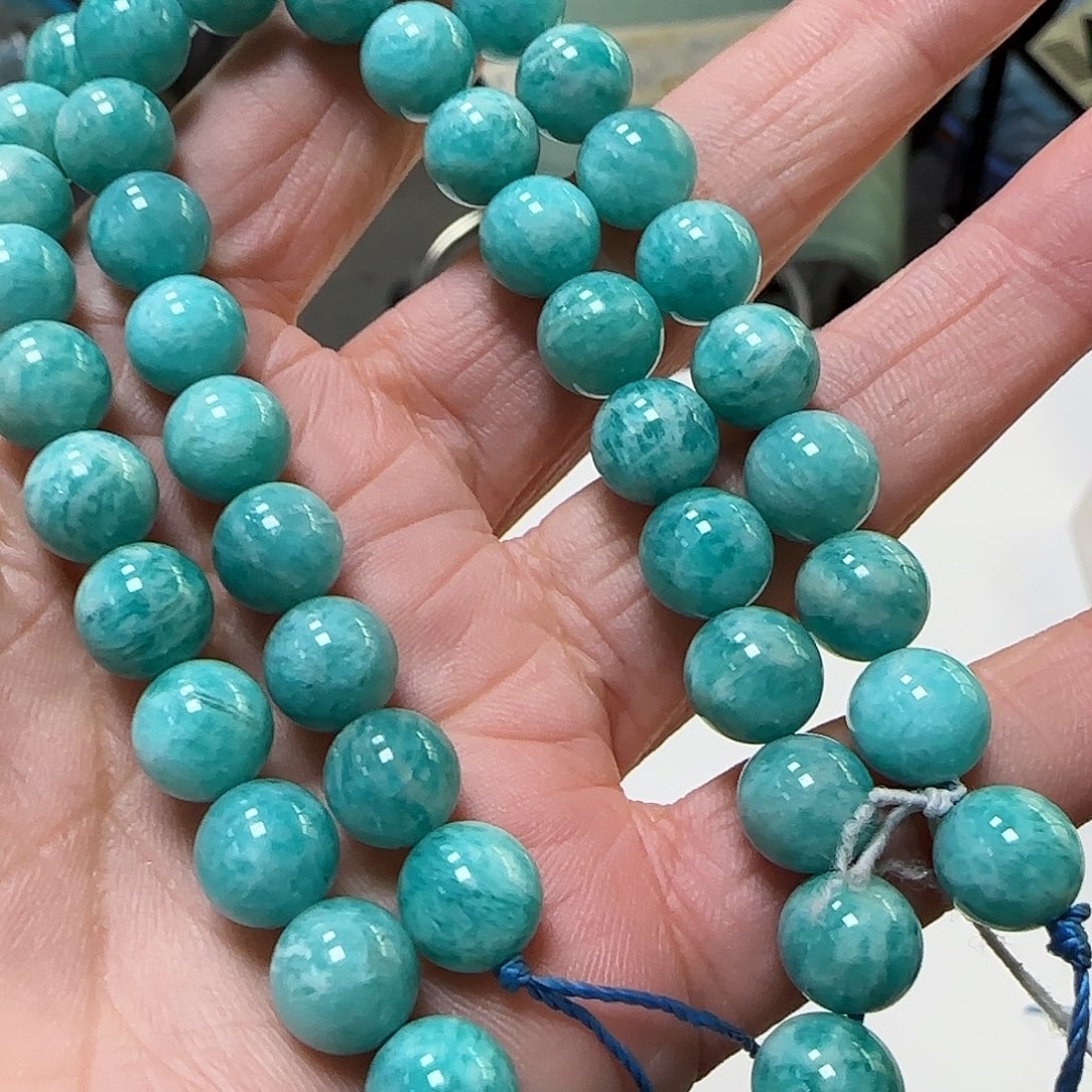 玛瑙/玉髓合金珠宝半成品天河石8mm一条
