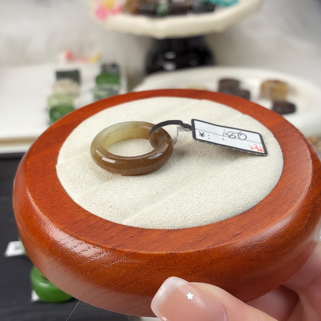 和田玉未镶嵌戒指Q21半糖轮胎内径17.4