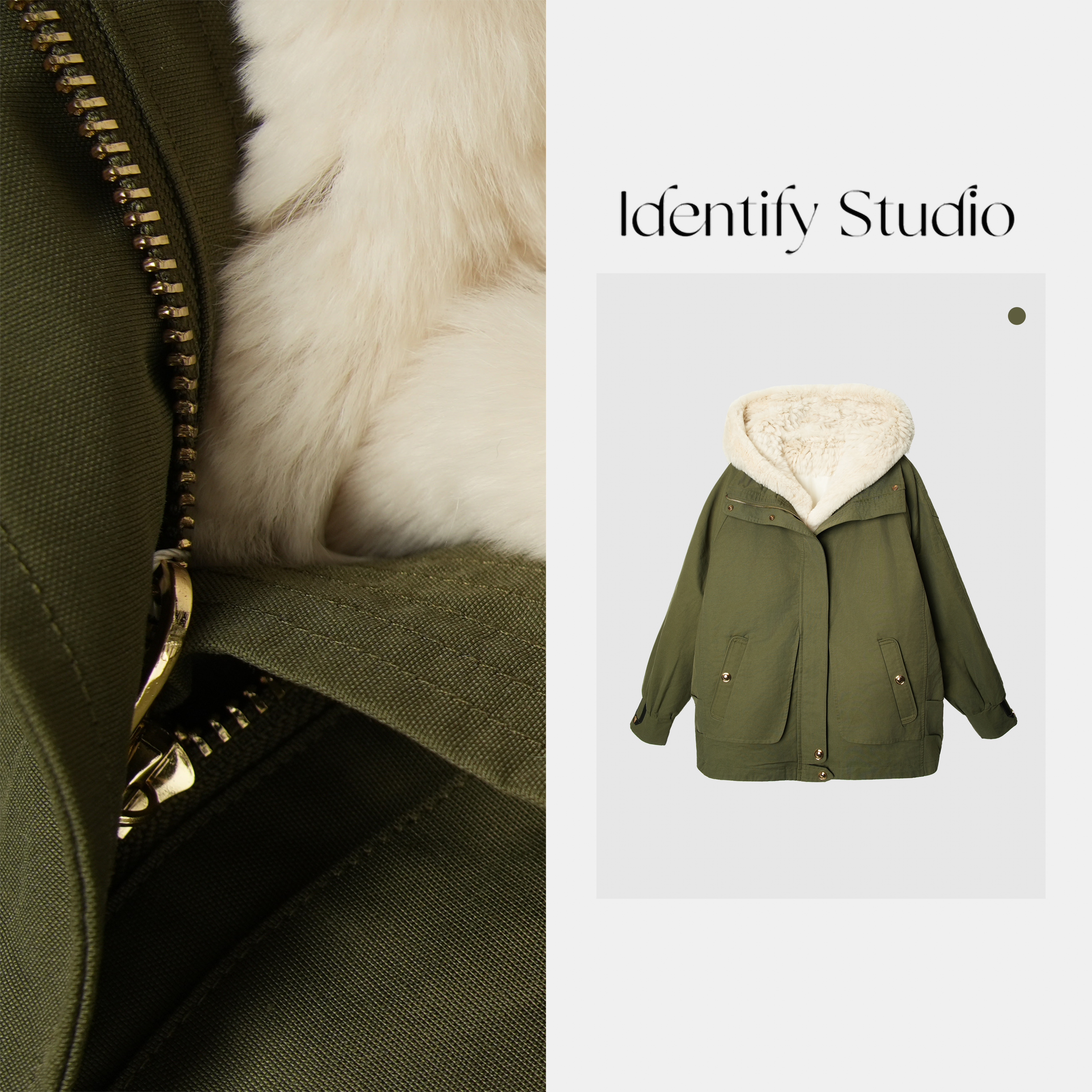 IDENTIFY冬季新款秋冬设计感拼接羽绒连帽外套上衣25AWGZX1101005