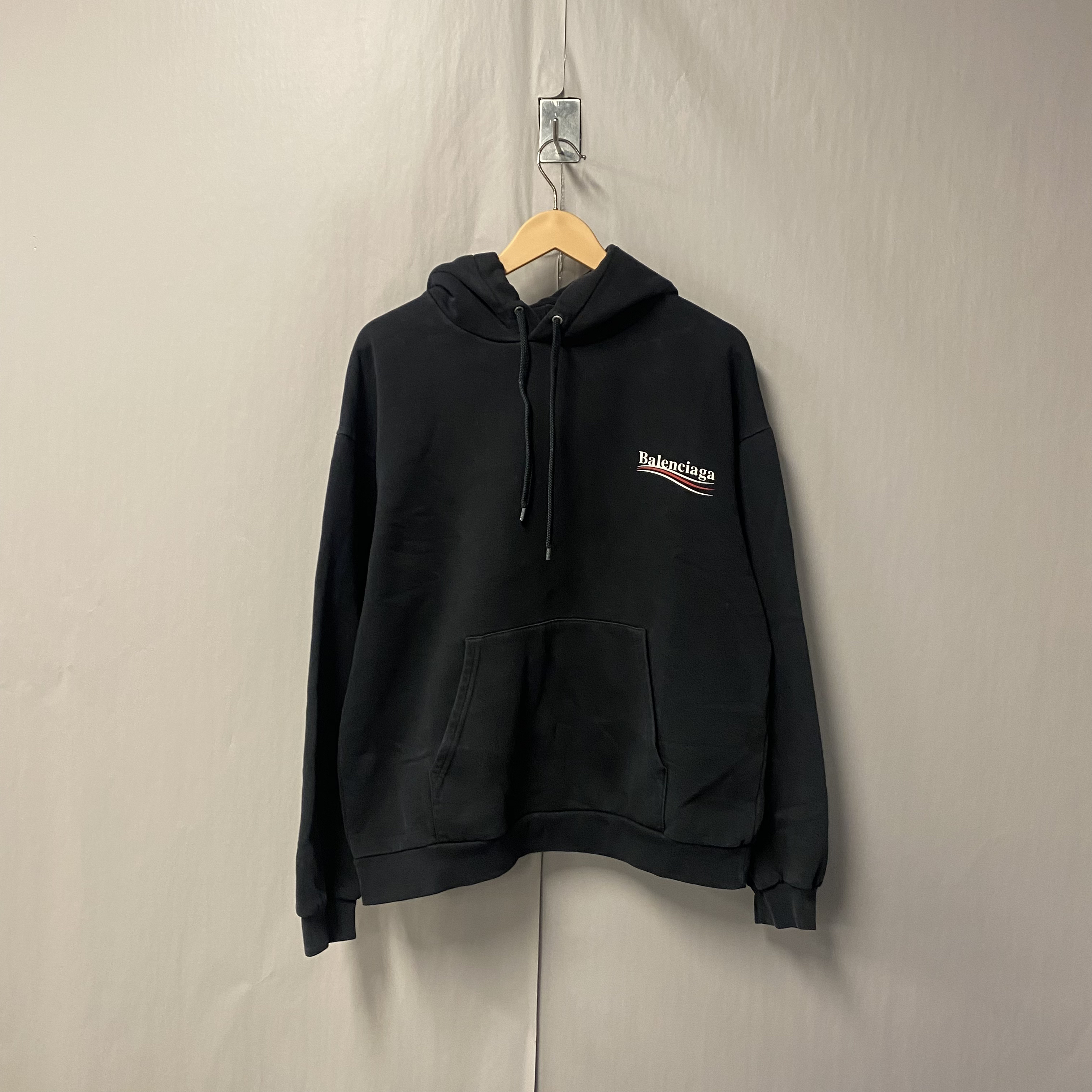 99新 Balenciaga/巴黎世家 黑色印花字母可乐连帽卫衣 99新 M码