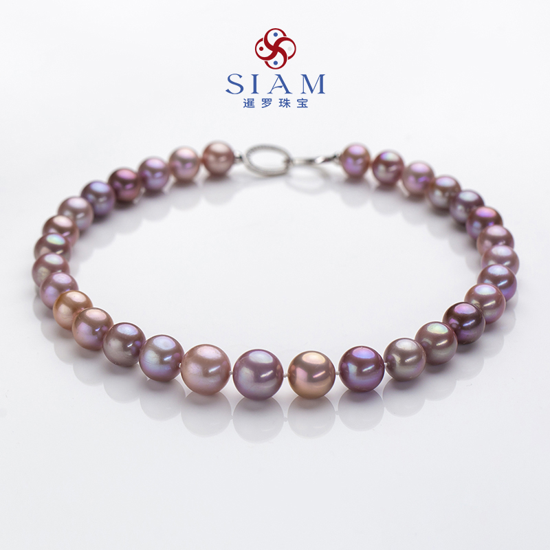 【暹罗珠宝】天然特选7A珍珠“紫贵妃”珍珠项链12-14mm 025F