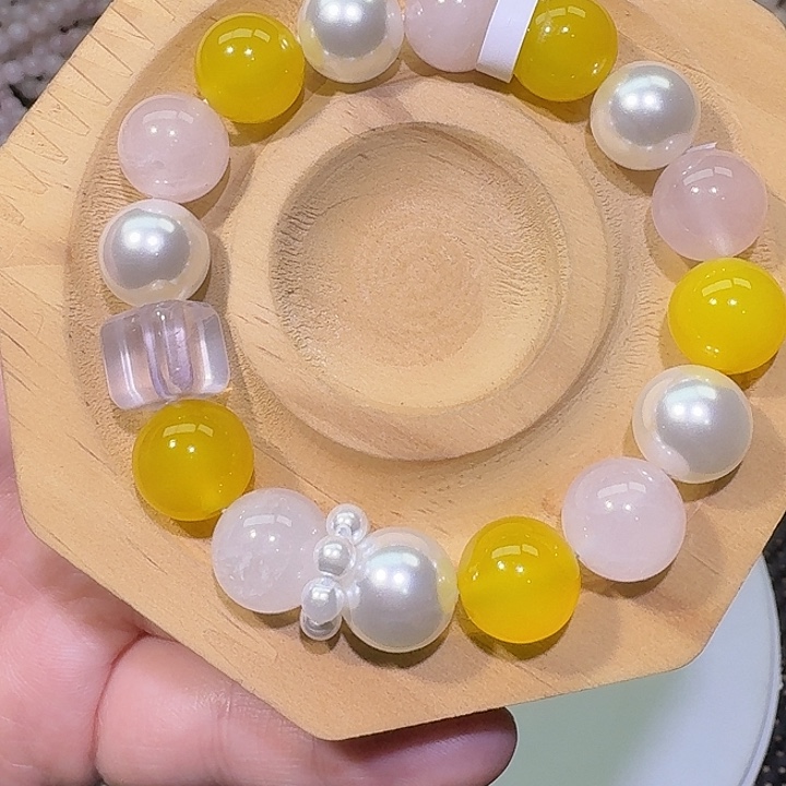 石英质玉未镶嵌手链天然黄玛瑙手链12mm