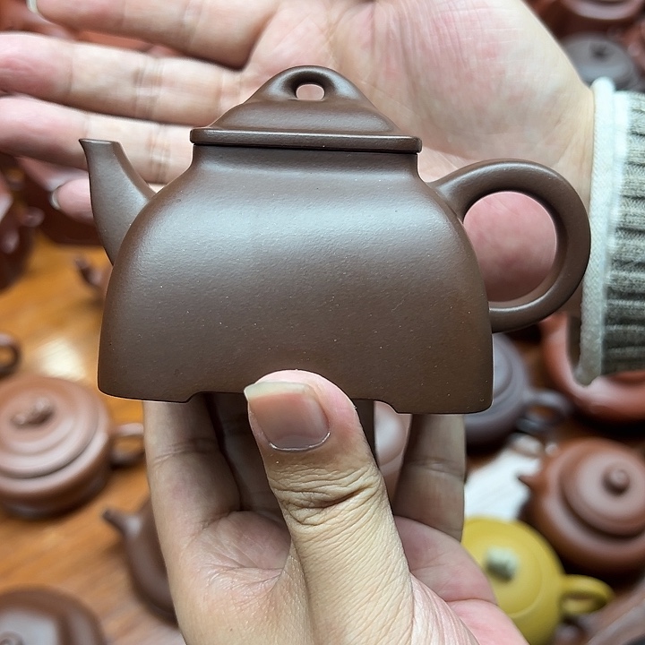 水***滴紫砂茶壶紫泥汉式孤菱