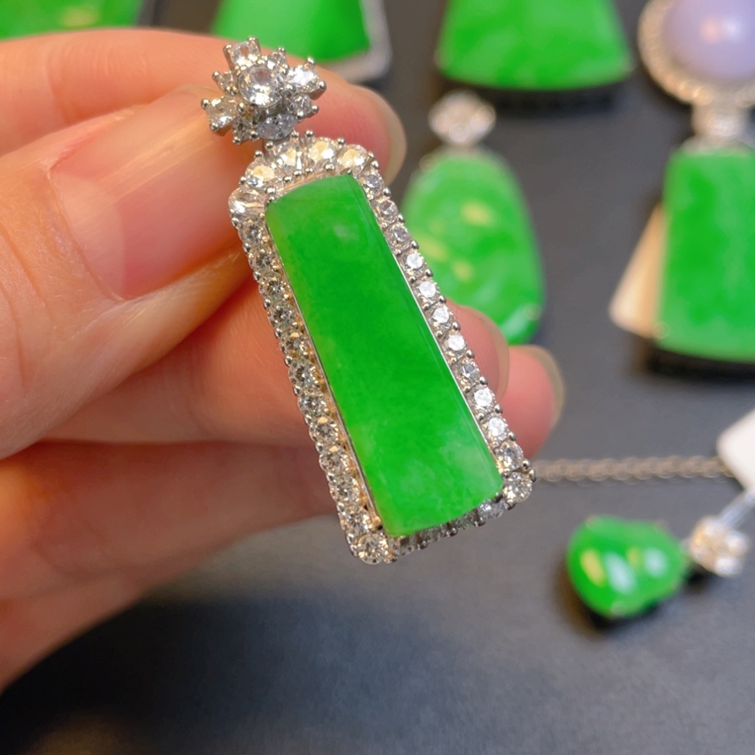 翡翠银S925镶嵌吊坠(不含链)