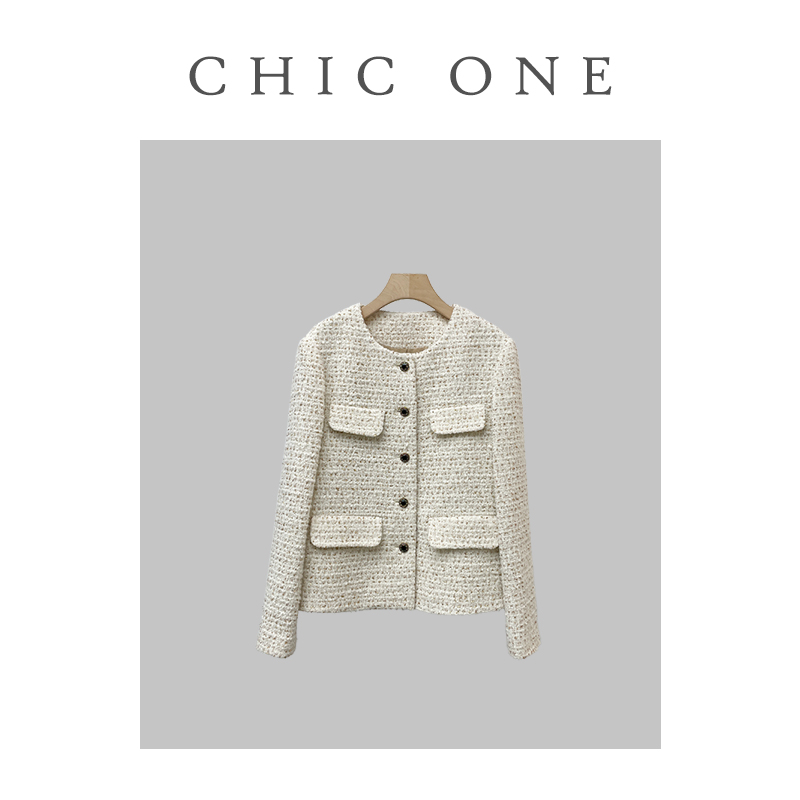 粉金粗花呢小香外套YW2501195