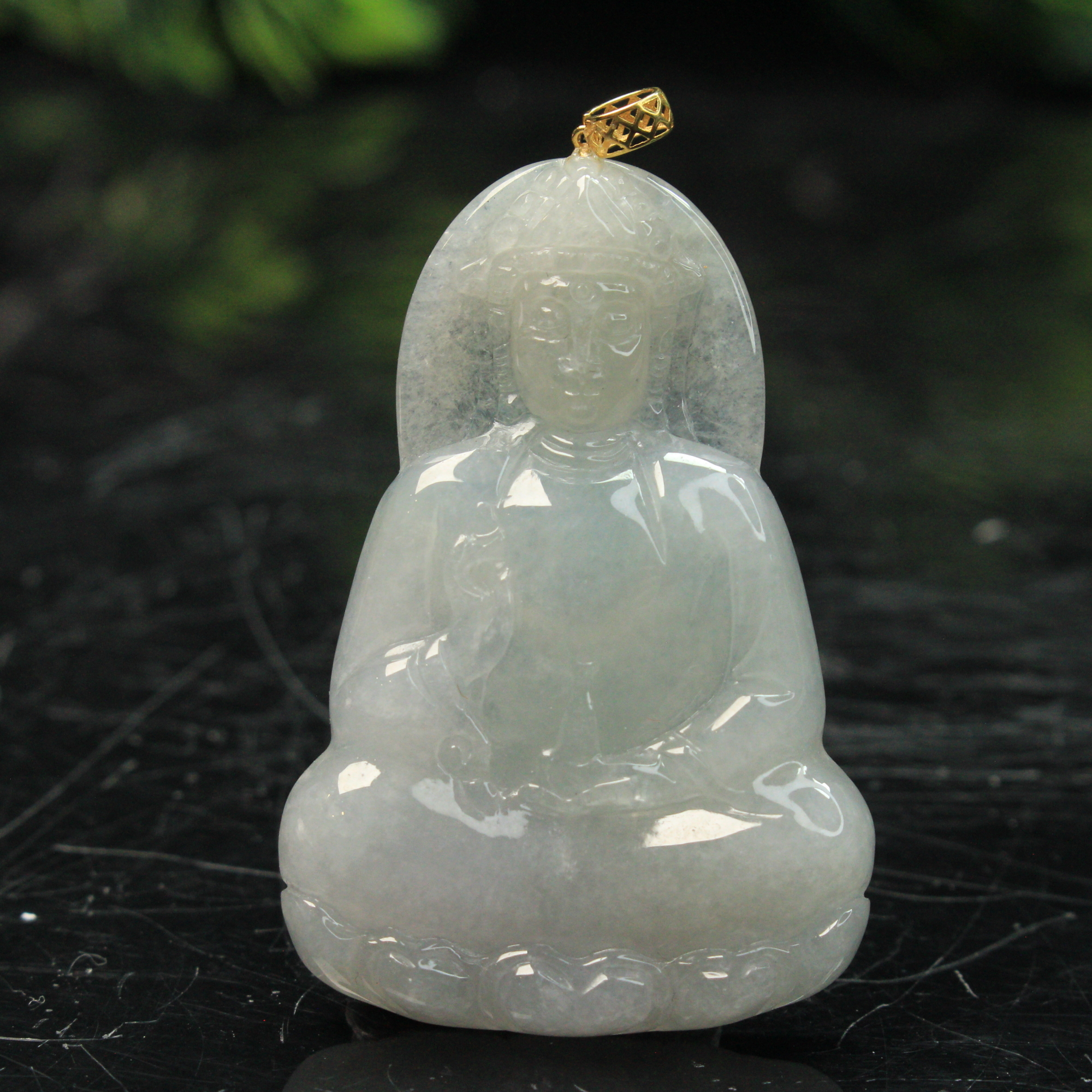 30ZB天然缅甸A货翡翠观音吊坠/901759嘉禾珍宝