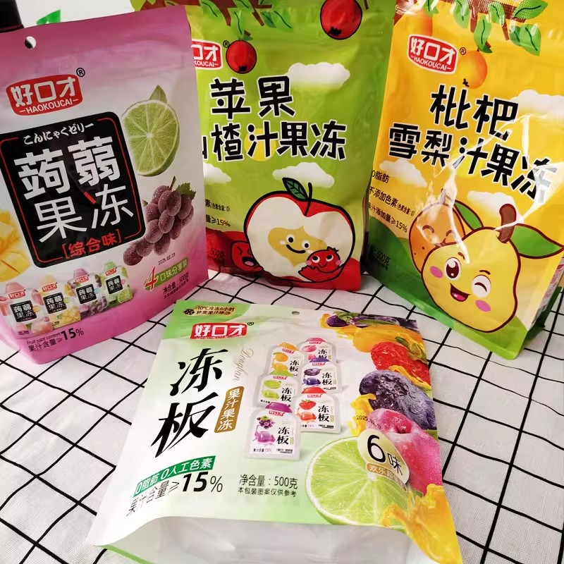 好口才蒟蒻果冻枇杷雪梨汁苹果山楂汁冻板果汁果冻儿童零食