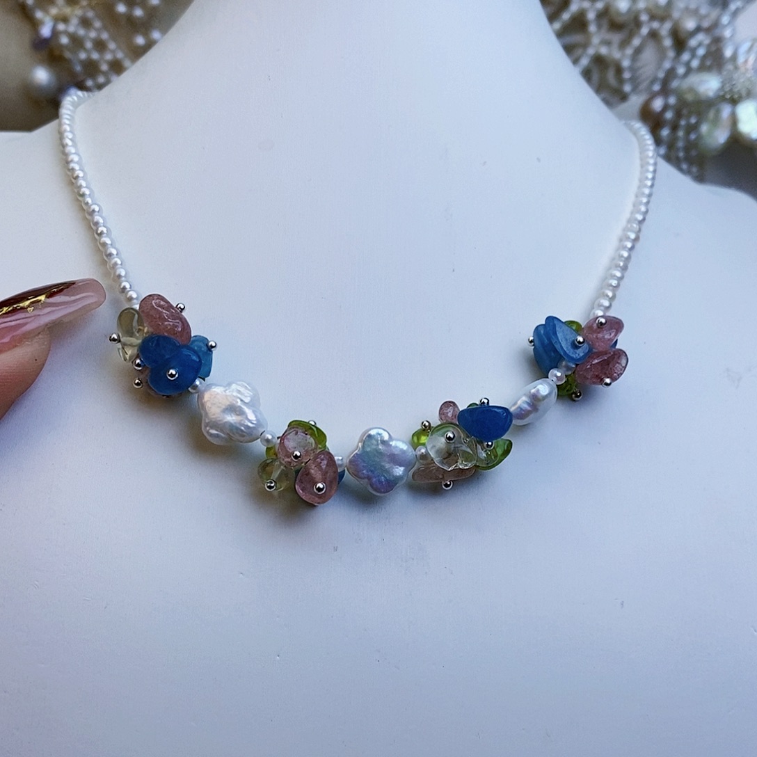 淡水珍珠颈饰银S925镶嵌