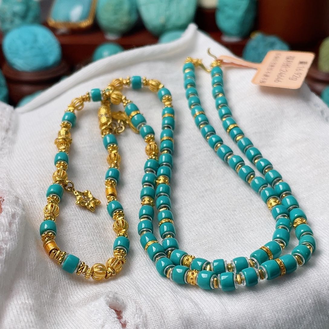 绿松石珠宝奇石18K金镶嵌