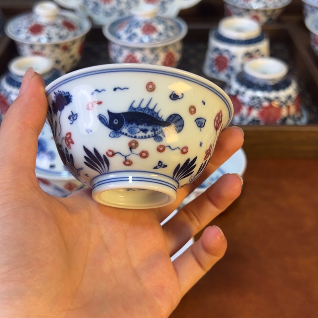 盖碗景德镇茶器百宝箱手绘陶瓷