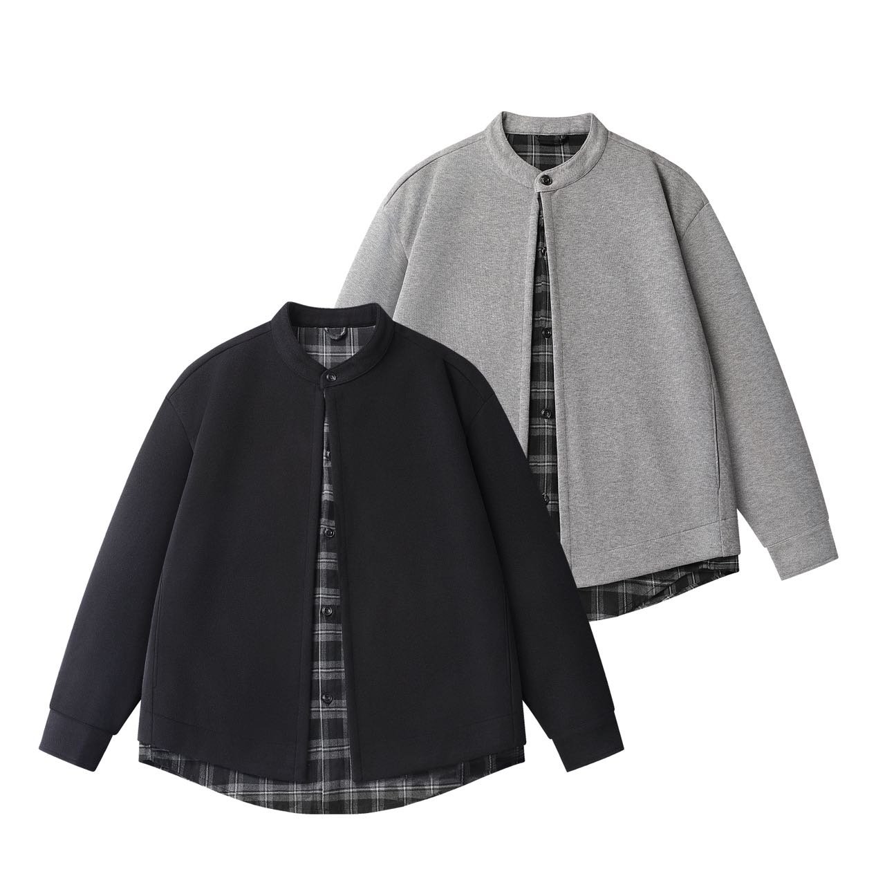【Wang+】秋季新款假两件简约法式休闲夹克百搭简约高级感外套66215