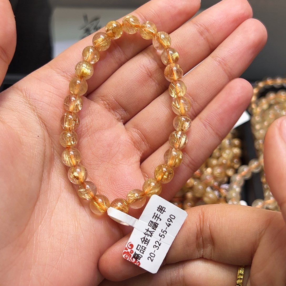 未镶嵌水晶手串天然金钛晶