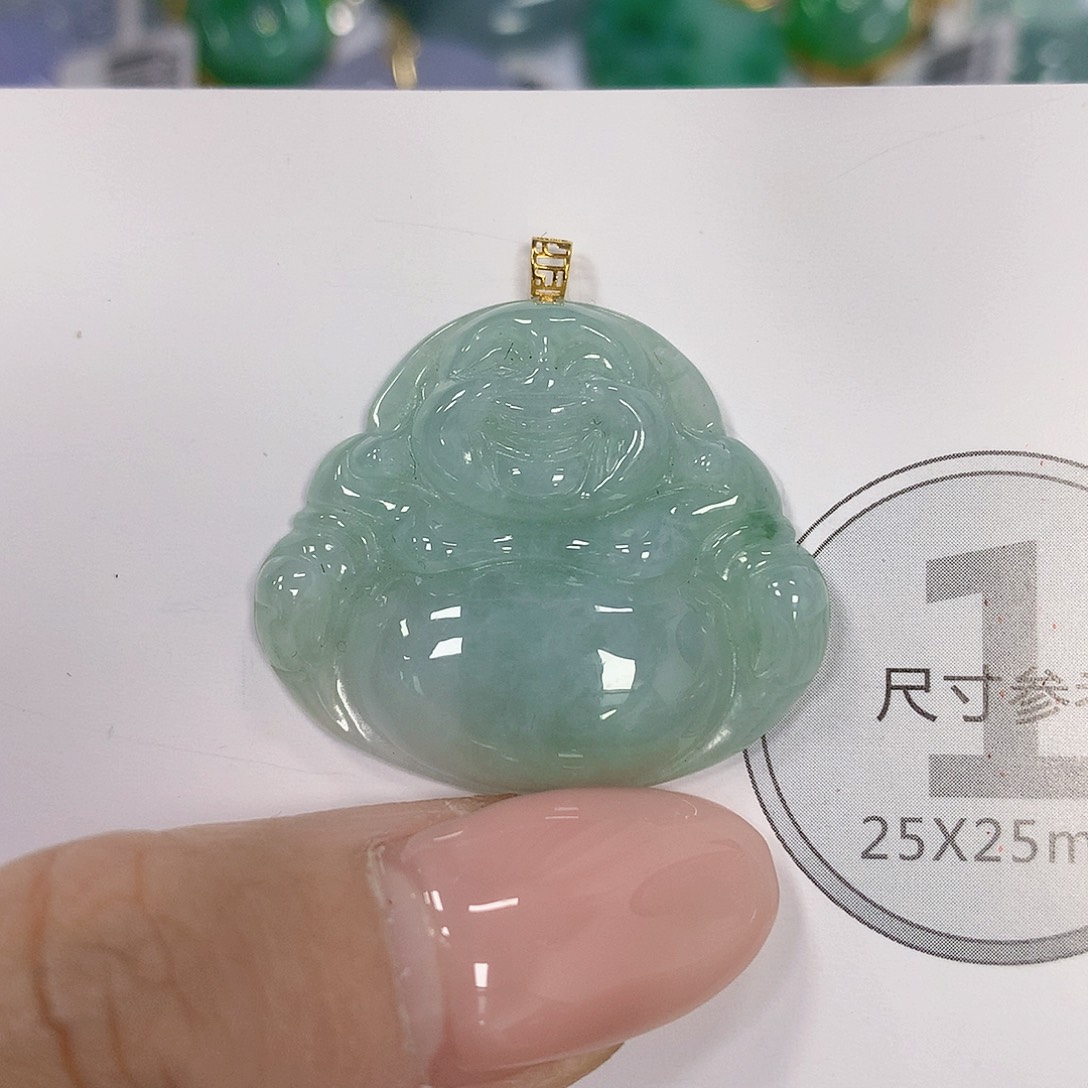 翡翠18K金镶嵌颈饰天然翡翠a货 百元以上9米证书费自理