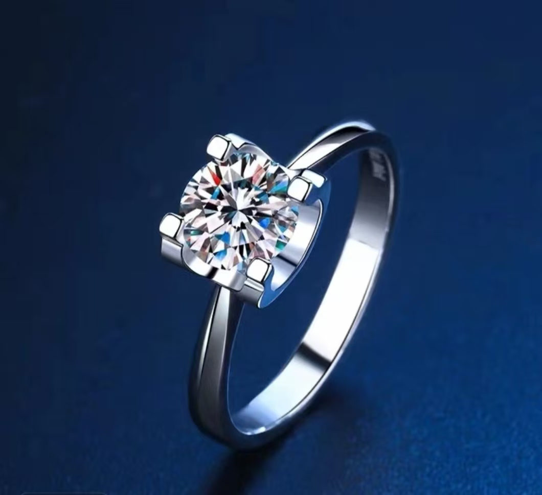 925银莫桑石戒指  经典牛头戒指 时尚大气0.5CT-3CT